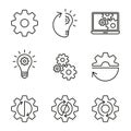 Engineering And Construction Line Icon Set. Gears And Cog Wheels Outline Symbols. Vector Illustration.